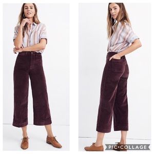 Madewell Emmett Wide Leg Velveteen Cropped Pants
